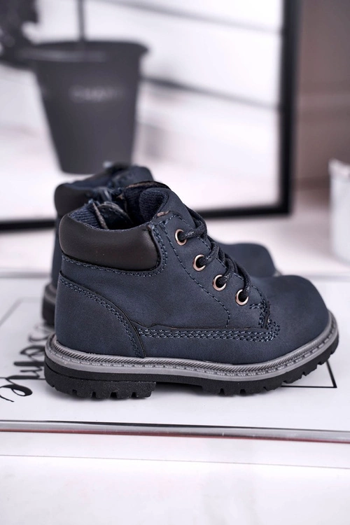 Dziecięce chłopięce trapery botki granatowe Moa