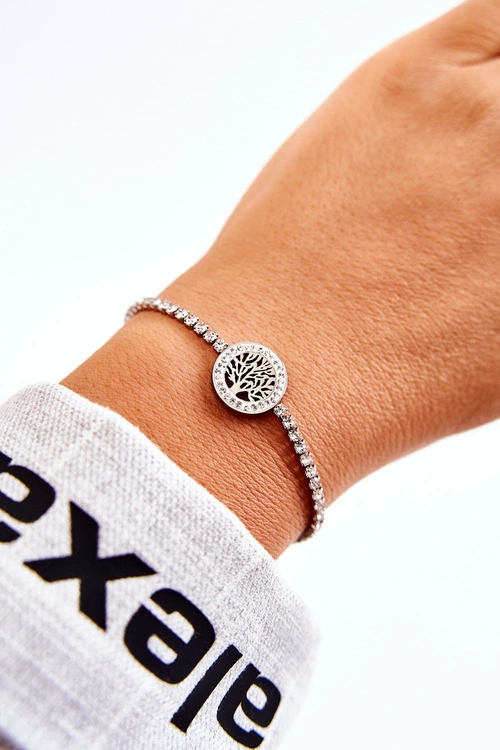 Pojedyncza Damska Bransoletka Z Ozdobą I Cyrkoniami Srebrna