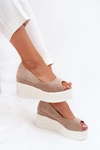 Sandały Damskie Na Koturnie I Platformie Beżowe Felyra
