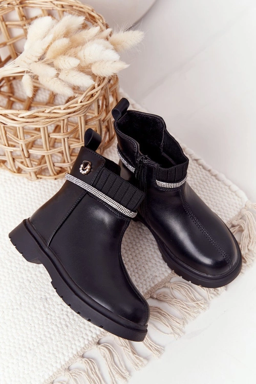 Dziecięce Botki Z Cekinami Czarne Toffees