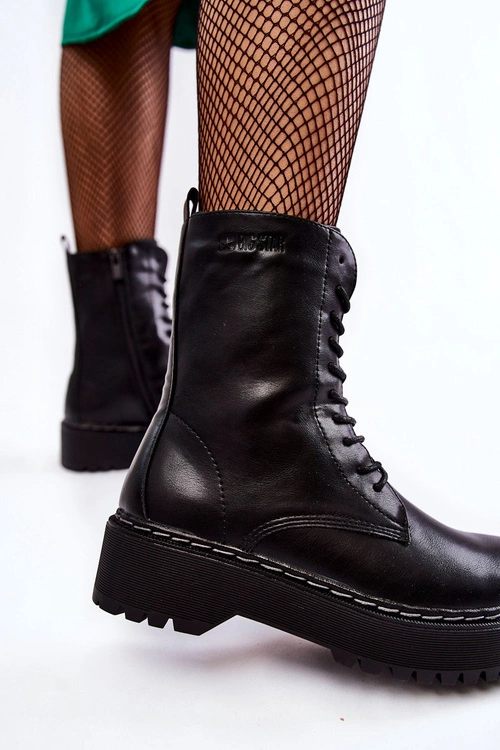 Skórzane Ocieplane Botki Glany Big Star II274109 Czarne