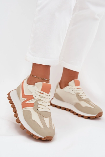 Sneakersy Buty Sportowe Damskie Beżowe Kalelia