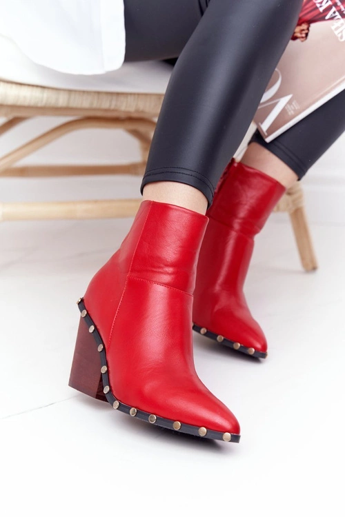 Damskie Kowbojskie Botki Na Obcasie Lu Boo Czerwone