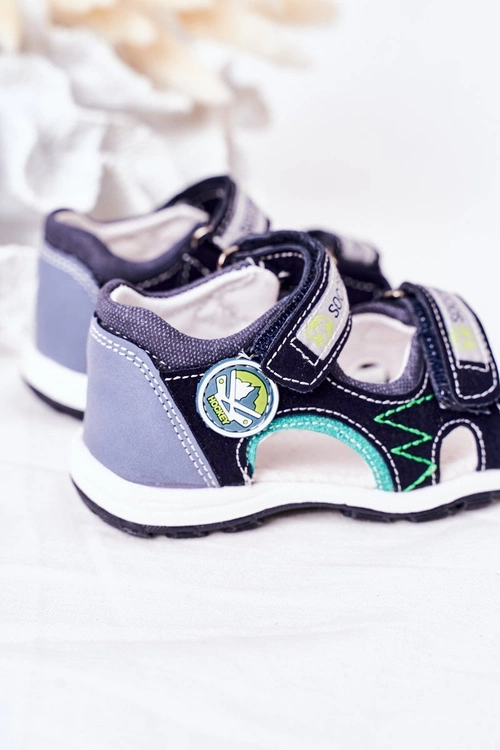 Dziecięce Sandałki Na Rzepy Granatowe Soccer