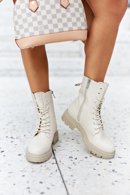 Wysokie Botki Workery Beżowe Rozelle