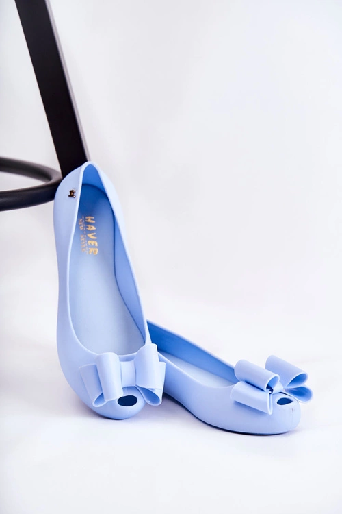 Damskie Gumowe Baleriny Z Kokardą Niebieskie Florret