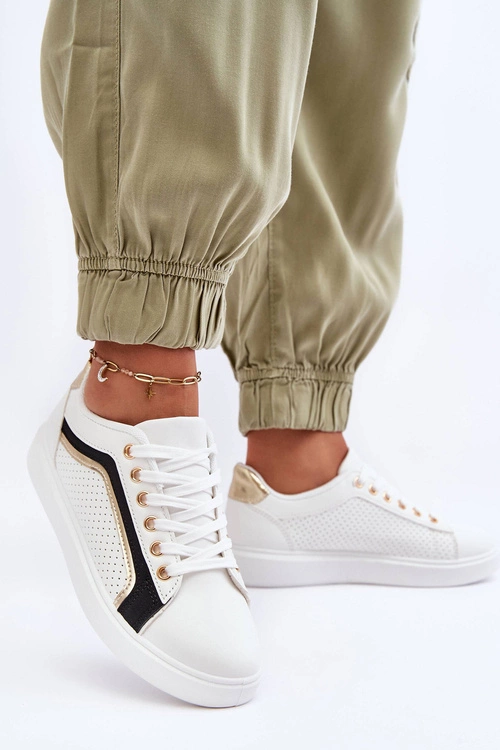 Niskie Klasyczne Buty Sportowe Damskie Białe Lamimi