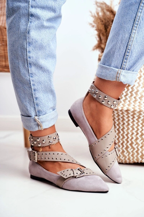 Lu Boo Baleriny W Szpic Paski Nity Szare Esteria