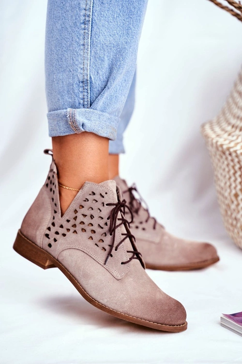 Botki Damskie Skórzane Cappucino Low Meridan