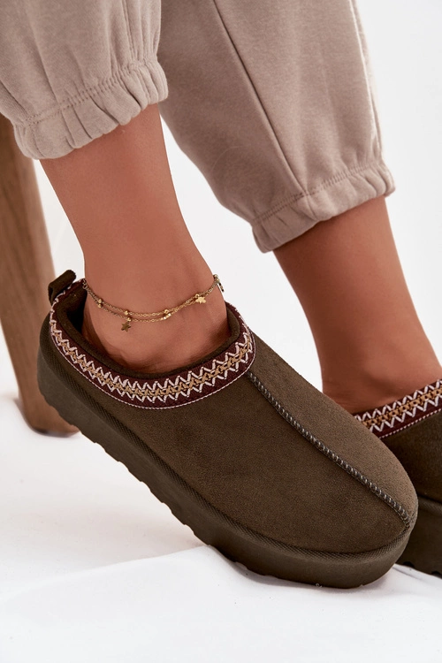 Śniegowce Damskie Z Ozdobnym Haftem Ciemnozielone Jenira