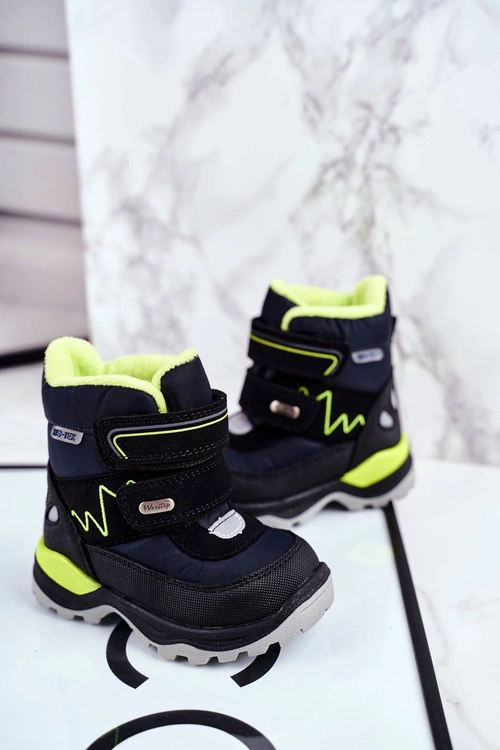 Dziecięce Śniegowce Ocieplane Wełną Granatowe Booom