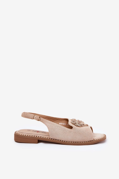 Sandały Damskie Z Ozdobnym Sercem S.Barski KV27-018 Beżowe