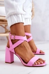 Eleganckie Sandały Na Słupku Różowe Michele