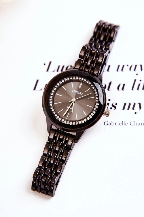 Zegarek Na Bransolecie Z Cyrkoniami ERNEST Czarny