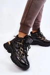 Damskie Ocieplane Buty Sportowe Trapery Sznurowane Czarne Bastini