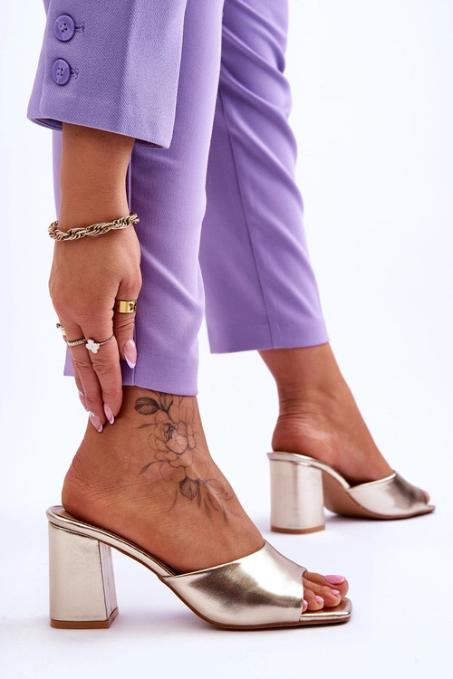 Damskie Skórzane Klasyczne Klapki Złote Loara