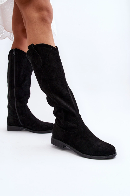 S.Barski HY66-132 Kozaki Damskie Ażurowe Czarne