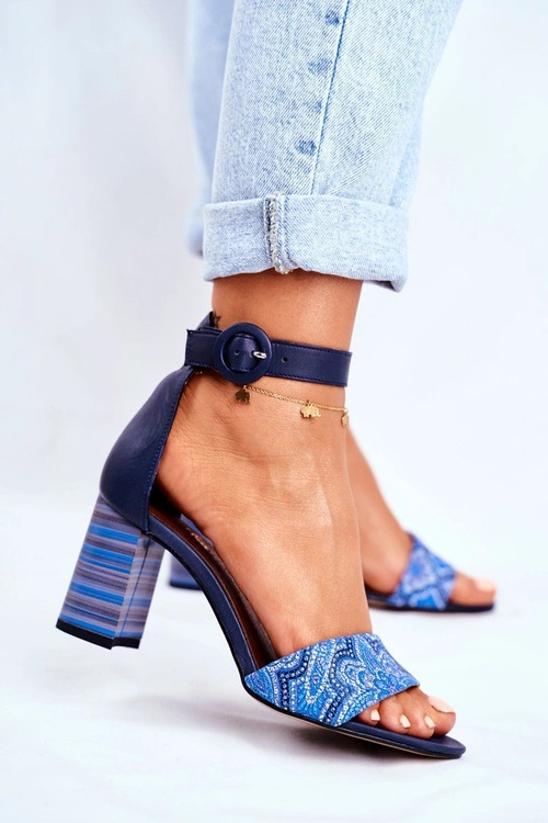 Damskie Sandały Maciejka Skórzane Granatowe 04235-17/00-5