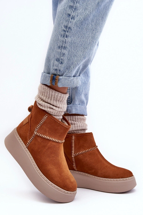 Damskie Zamszowe Śniegowce Maciejka 06257-29 Brązowe