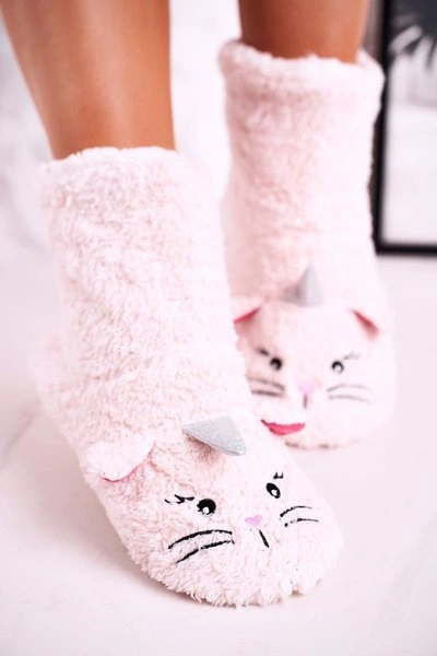 Damskie Papcie Ocieplane Kożuszkiem Jasny Róż Nyan Cat