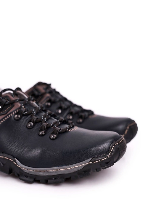 Męskie Skórzane Półbuty Trekkingowe BEDNAREK Granatowe