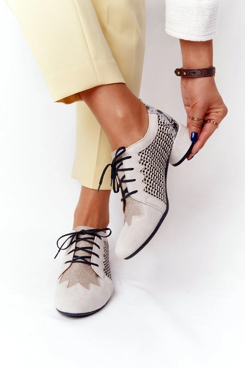 Półbuty Z Plecionki Na Obcasie Maciejka 04890-04 Beżowe