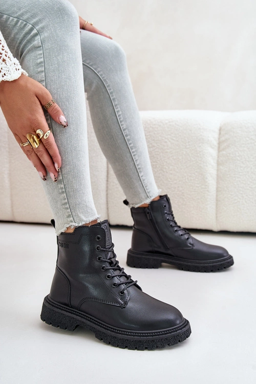 Ocieplane Botki Workery Damskie Big Star OO274A126 Czarne