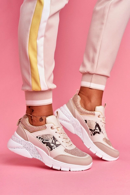 Sportowe Damskie Buty Brokatowe Beżowe Paloma