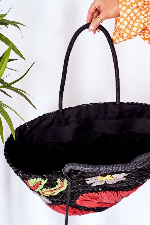 Pleciona Torebka Shopper Na Plażę NOBO XK0300 Czarna