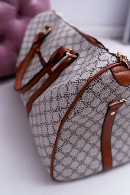 Torba Damska Duża Kuferek Brązowo Beżowa