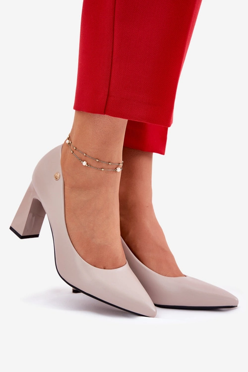 Eleganckie Czółenka Na Słupkowym Obcasie Vinceza 62221 Szare