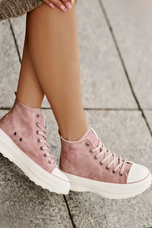 Ocieplane Trampki Damskie Na Platformie Big Star OO274071 Różowe