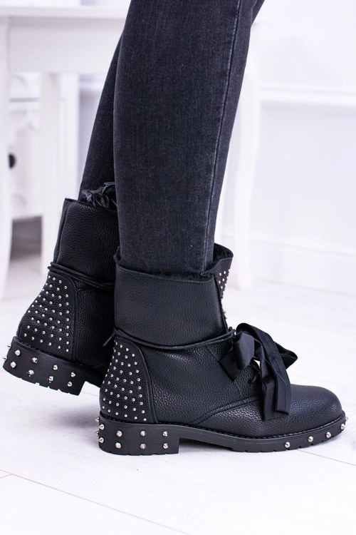 Damskie Botki Ocieplane Z Kolcami i Dżetami Neso