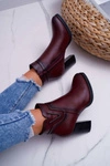 Botki Damskie Na Obcasie Sergio Leone Bordowe BT537