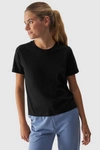 Gładki T-Shirt Damski Regular 4F 4FWAW24TTSHF1650-20S Czarny