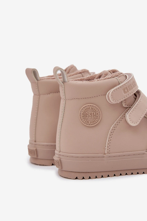 Ocieplane Botki Sneakersy Dziecięce Na Rzepy Big Star SS374072 Beżowe