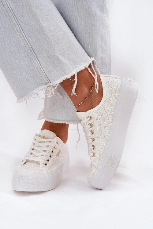 Trampki Damskie Z Koronką Lee Cooper LCW-25-31-3438L Białe