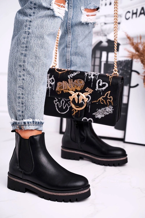 Botki damskie sztyblety czarne Stiletto