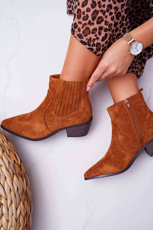 Botki Damskie Płaski Obcas Camel Umberco