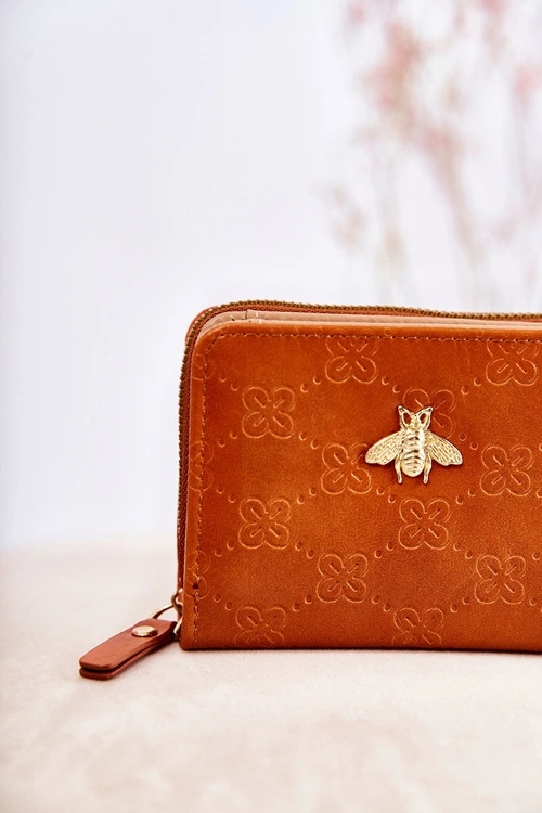 Damski Mały Portfel Z Ozdobą Jasnobrązowy Sanchos