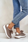 Zamszowe Sneakersy Damskie Z Grubym Sznurowaniem Artiker 54C1409 Beżowe