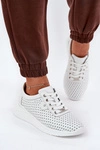 Damskie Skórzane Buty Sportowe Vinceza 79532 Białe