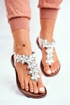 Eleganckie Sandały Z Kwiatkami Białe Sunny