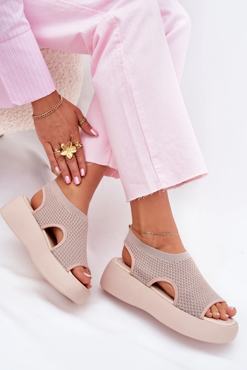 Sandały Damskie Na Platformie Beżowe Kavira