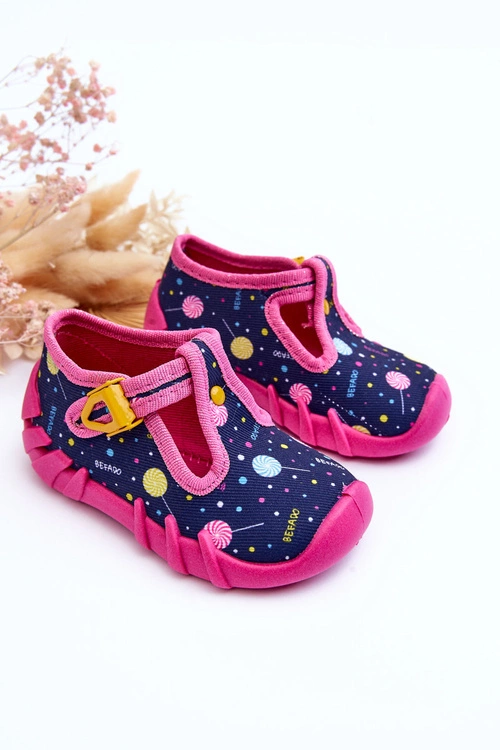 Buty Papcie Dziewczęce Befado 110P471 Różowo-Granatowe