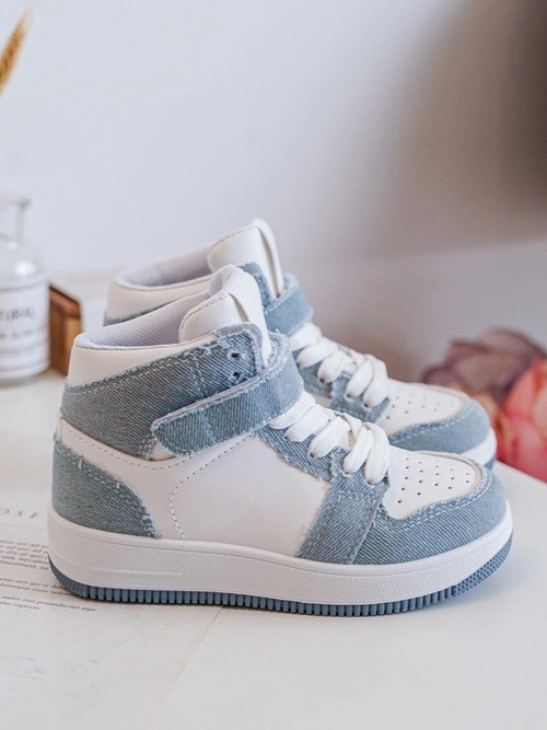 Dziecięce Buty Sportowe Jeansowe Biało-Niebieskie Milara