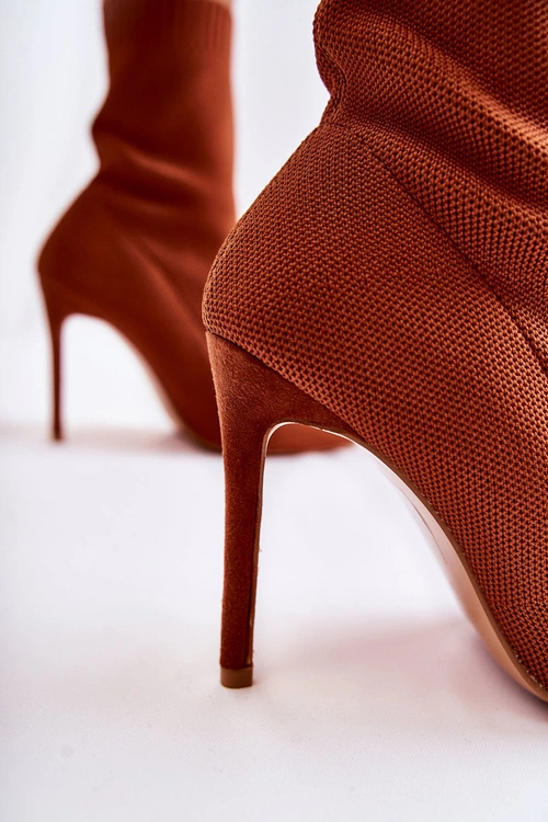 Damskie Wysokie Botki Ze Skarpetą Na Szpilce Camel Luisell