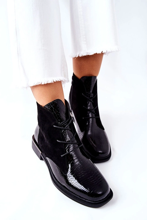 Zamszowe Botki Ocieplane Sergio Leone BT401 Czarne