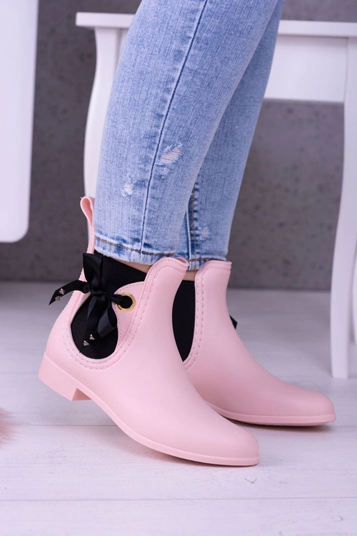 Różowe Matowe Damskie Kalosze Sztyblety Someday