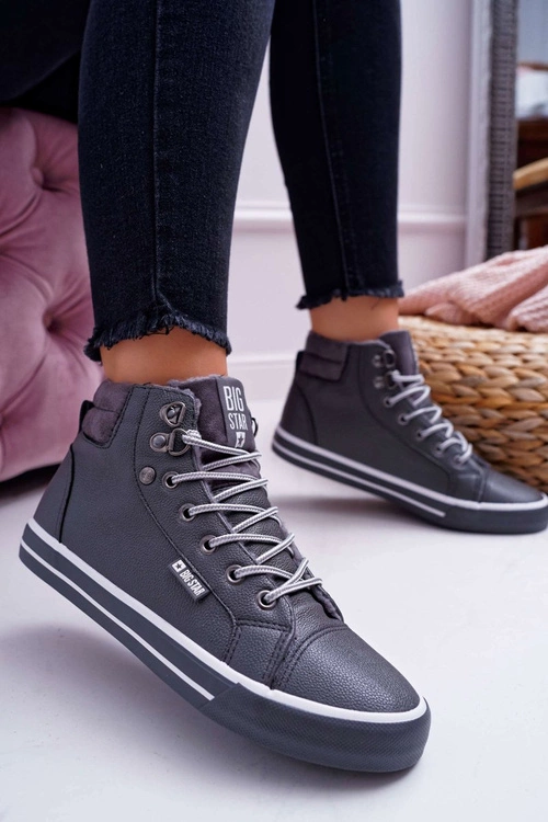 Trampki Damskie Big Star Wysokie Szare Ocieplane EE274413